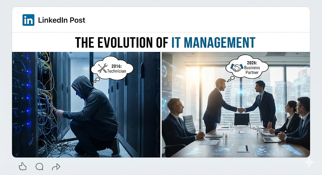 מטכנאי שמחליף כבלים לשותף עסקי: האבולוציה של מנהל מערכות המידע בשנת 2026